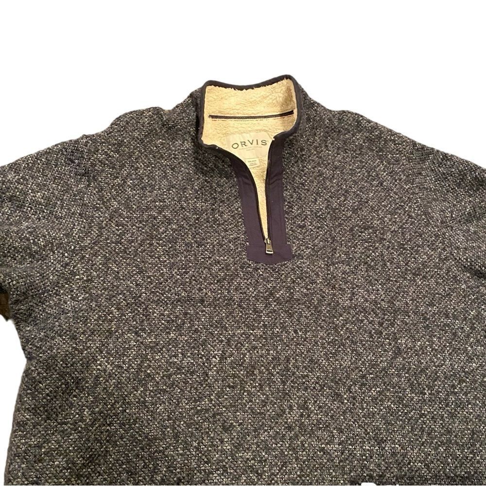 Orvis Blue 1:4 Zip Pullover Sweater Sherpa Lined Size XXL